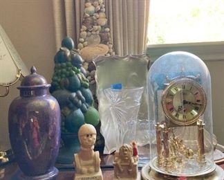 Elgin Clock, Basket, Vases, Tray