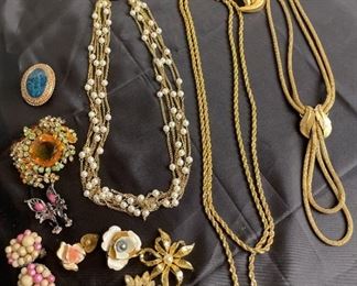 Gold Necklaces, Napier Pin, and Vintage Pins
