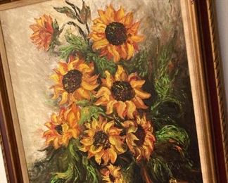 Sunflowers And Lion Head Paintings