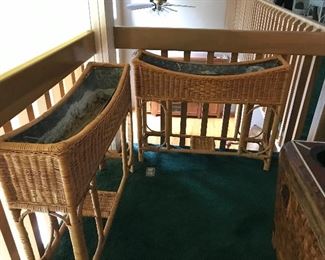 Wicker planter with metal inserts. Excellent condition.