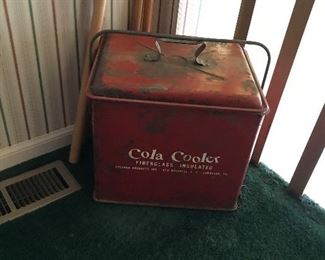 Cola Cooler Vintage cooler with coke bottles inside.