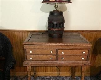 Love this mercantile desk with lift top for storage.