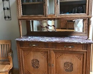 French Country Buffet with Marble Top and mirror