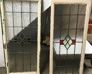 Love these two matching leaded stain glass windows