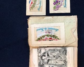 This is incredible Scrap book featuring Souvenir de France Calling cards, poems, thoughts, photos, postcards WWII