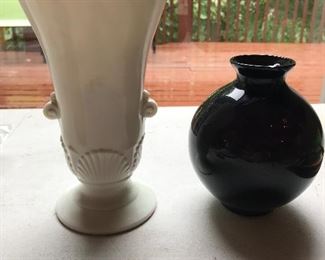 Black Amethyst Vase and Shell vase