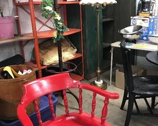 Great garage - floor lamps, cloths hall treet, table and chairs, shelving etc.