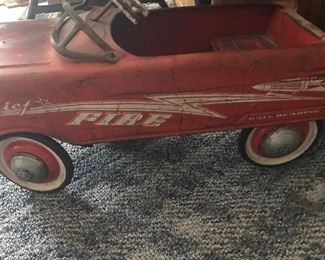 Chiefs Fire Ball bearing peddle car - missing bell otherwise in wonderful condition.