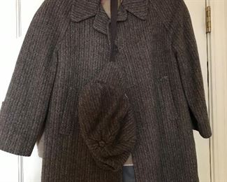 Love this little wool coat and hat - there is a hat snap on inside of coat