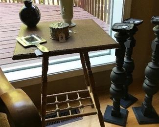 Love this little oak table with fred work