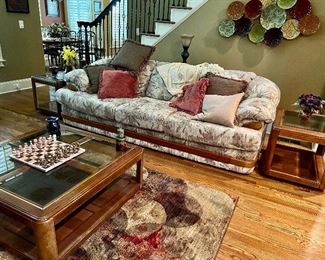 Sofa coffee table end tables lamps