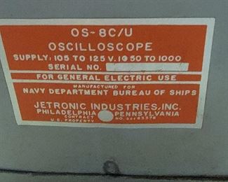 Jetronic Industries Inc. OS-8C/U Oscilloscope Manufactured for Navy Department Bureau of Ships