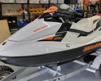 In the Shop Getting Detailed. 2010 Sea-Doo GTI-130 with only 7 hours and Brand-New Trailer 