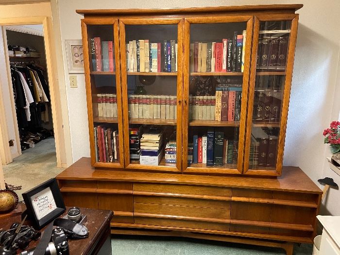 Beautiful mid-century modern China cabinet currently used as bookcase in office.  Pristine condition!  