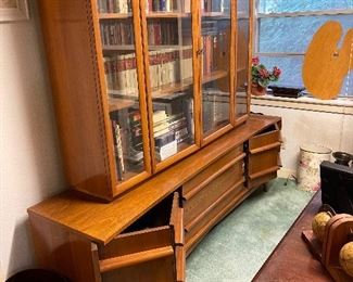 Beautiful mid-century modern China cabinet currently used as bookcase in office.  Pristine condition! 