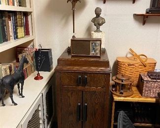 Antique victrola stand + record/album storage cabinet