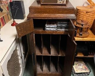 antique victrola stand + record/album storage cabinet