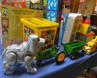 John Deere trucks and toys. 