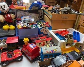 Toys, trucks and cars. 