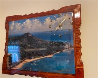 Decoupage on wood clock.