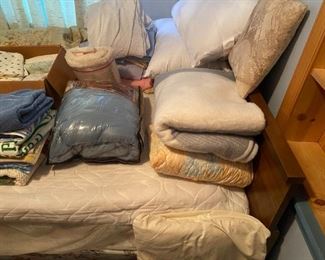 Blankets and pillows.
