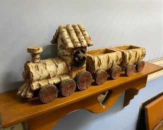 Carved birch train.