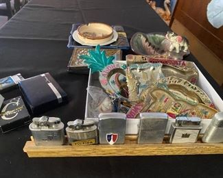 Lighters and ashtrays.