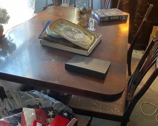 Dining room table and chairs.