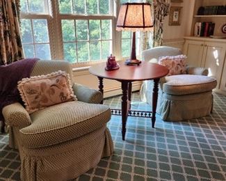 chairs: 32h x 35w x 35d, table: 28 x 34