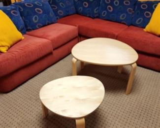 sectional: 29h x 94 x 94, side tables: largest is 18h x 25w x 29d