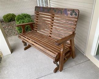 Decorative 4' Porch Love Seat Glider with carved grapevine decor                                                                           
Please note: This item may be sold ahead of the Sale