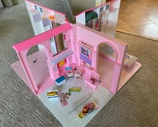 Vintage Mattel Barbie three room folding pretty pink house