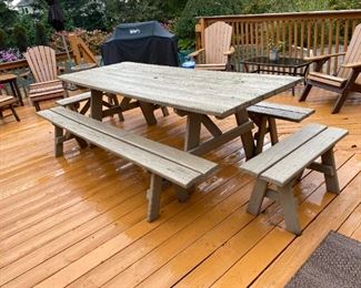 Picnic Table w/ Benches                                                              Measures 8' x 36"                                                                             Please note: This item may be sold before Sale