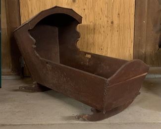 Late 18th/Early 19th Century cradle. NOT for contemporary use. Decoration ONLY.