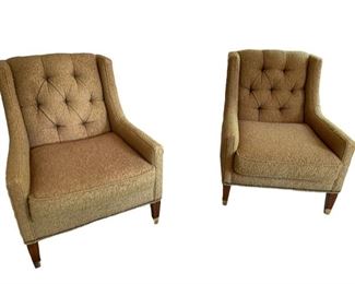 $1200 - Pair Michael Weiss Flynn Tufted Vanguard Club Chairs LD125                                                                                                For more pictures, contact us www.GoodbyHello.com        Description: A pair of Contemporary style club chairs, "Flynn" by Michael Weiss for Vanguard Furniture of Hickory, North Carolina, USA. Tufted back, tweed fabric of shades of brown, beige and blue on wood frames with straight legs and chrome caps. Made in the late 20th Century. Chair style with similar fabric still being manufactured by Vanguard today.
Condition: Excellent
Dimensions: Overall: 29.25w 36.5d 35.25h, Seat: 23.5w 22d 19.5h, Arms: 21.5h
Local pick up Bethesda, MD.  Contact us for shipper suggestions.