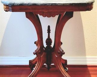 Antique Victorian Eastlake marble top table $225 or bid #22