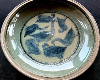 Hand-thrown art pottery center bowl