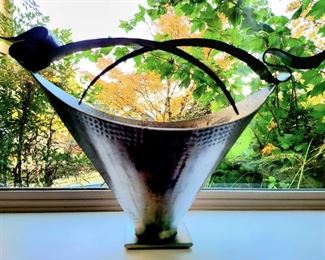 Hand-forged Iron "Coal Skuttle" by ROBERT CRECELIUS of Farmington, MO $215 or bid #5