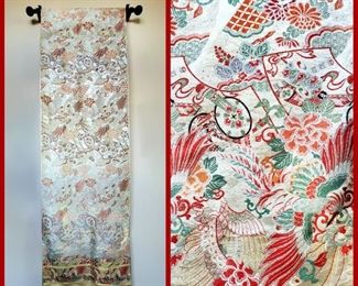 12 foot Japanese Silk Embroidery, half sun faded $135 or bid #37