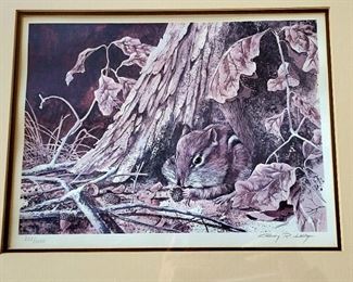 Chipmunk lithograph numbered 232/1000 signed by listed artist GARY R. LUCY $75 or bid #62
