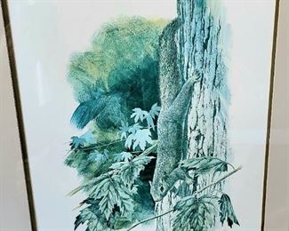 Squirrel lithograph numbered 15/750. signed by listed artist GARY R. LUCY $95 or bid #60