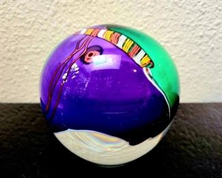 Abstract Art Glass Paperweight by JAMES R. WILBAT 2004 $160 or bid #80