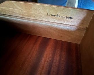 Henredon Campaign 7 drawer dresser measures 72L x 18D x 28H