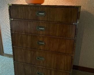 Dixie Campaigner 5 drawer dresser measures 32W x 18.5D x 43H
