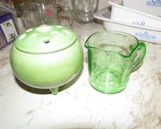 CALIFORNIA POTTERY AND KELLOGGS  DEPRESSION MEASURING CUP.