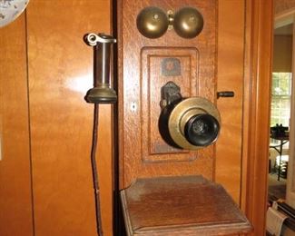 OAK SWEDISH AMERICAN WALL TELEPHONE.