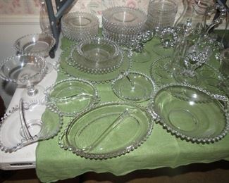 NUMEROUS PIECES OF CANDLEWICK.