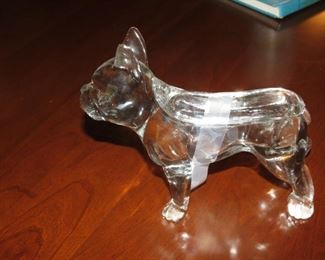 GLASS DOG CANDY DISH.