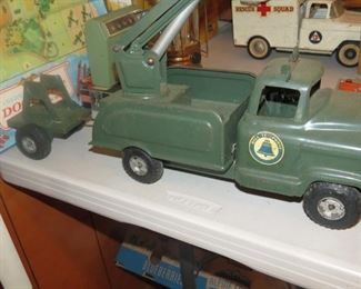 BELL TELEPHONE TOY TRUCK WITH TRAILER.