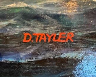 Amazing Sailboat Oil on Canvas sgd. D. TAYLER